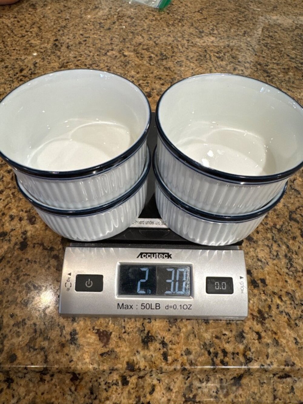 Dansk Bistro Ceramic Bakeware Ramekins White W/ Blue Rim 4-Inch Set Of 4 Baking - Picture 11 of 11